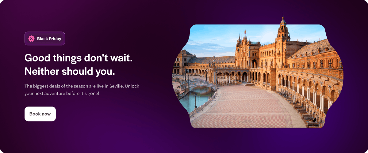 Spain Square at sunset in Maria Luisa Park, Seville, Andalusia, Spain.